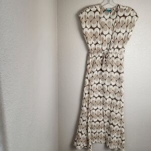 Letarte Dress Swim Cover Up Brown and Tan Scoop Neck Women's Size Small